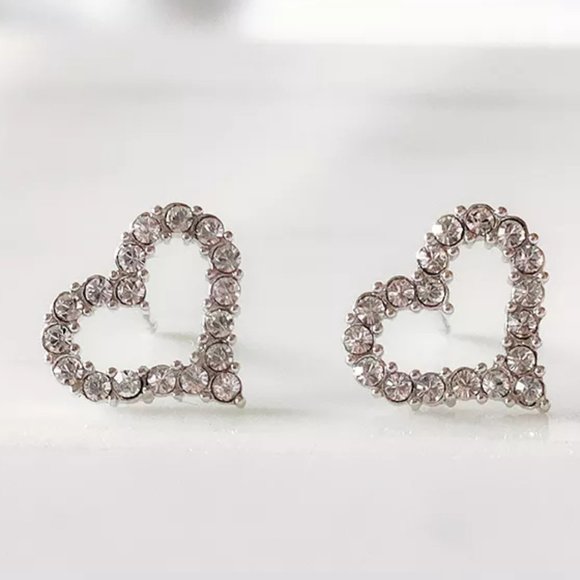 Love Heart Silver Australian Crystal Stud Earrings Valentine's‎ Day Jewelry - Picture 10 of 10